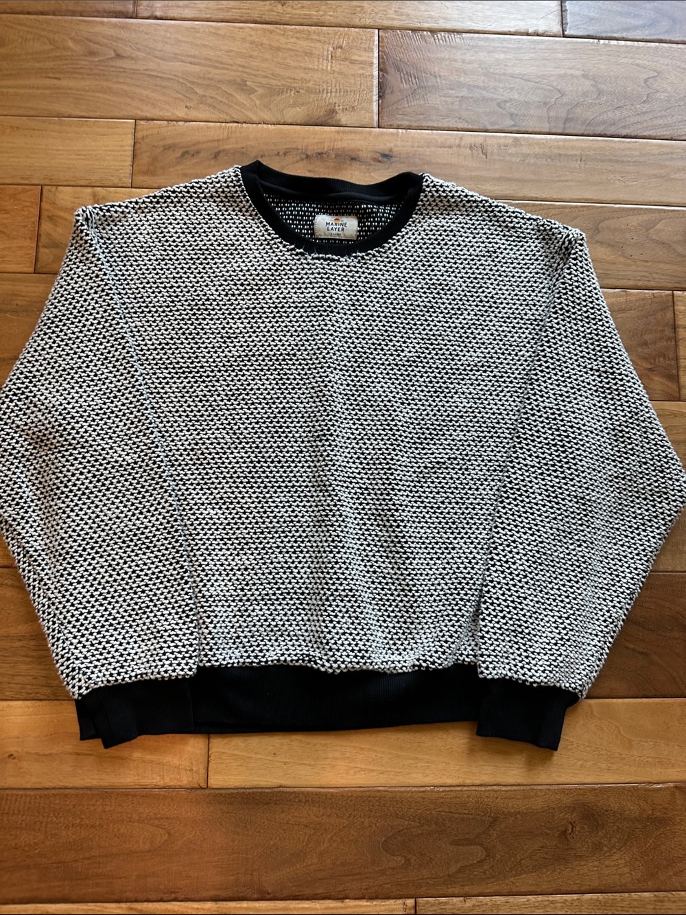 Marine Layer Birdseye knit black and white sweatshirt Sz xl